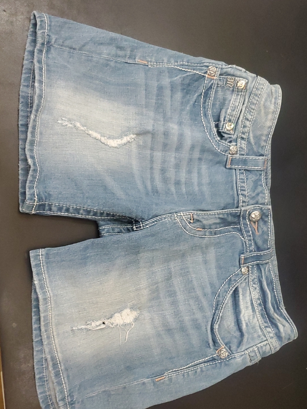 Miss Me Light Blue Distressed Denim Jean Shorts, Low Rise